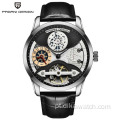 BENYAR Top Men Relógios de Alta Qualidade Luxo Couro Relógios De Pulso Moda Bem-Design Esqueleto Mecânico Relógios À Prova D &#39;Água